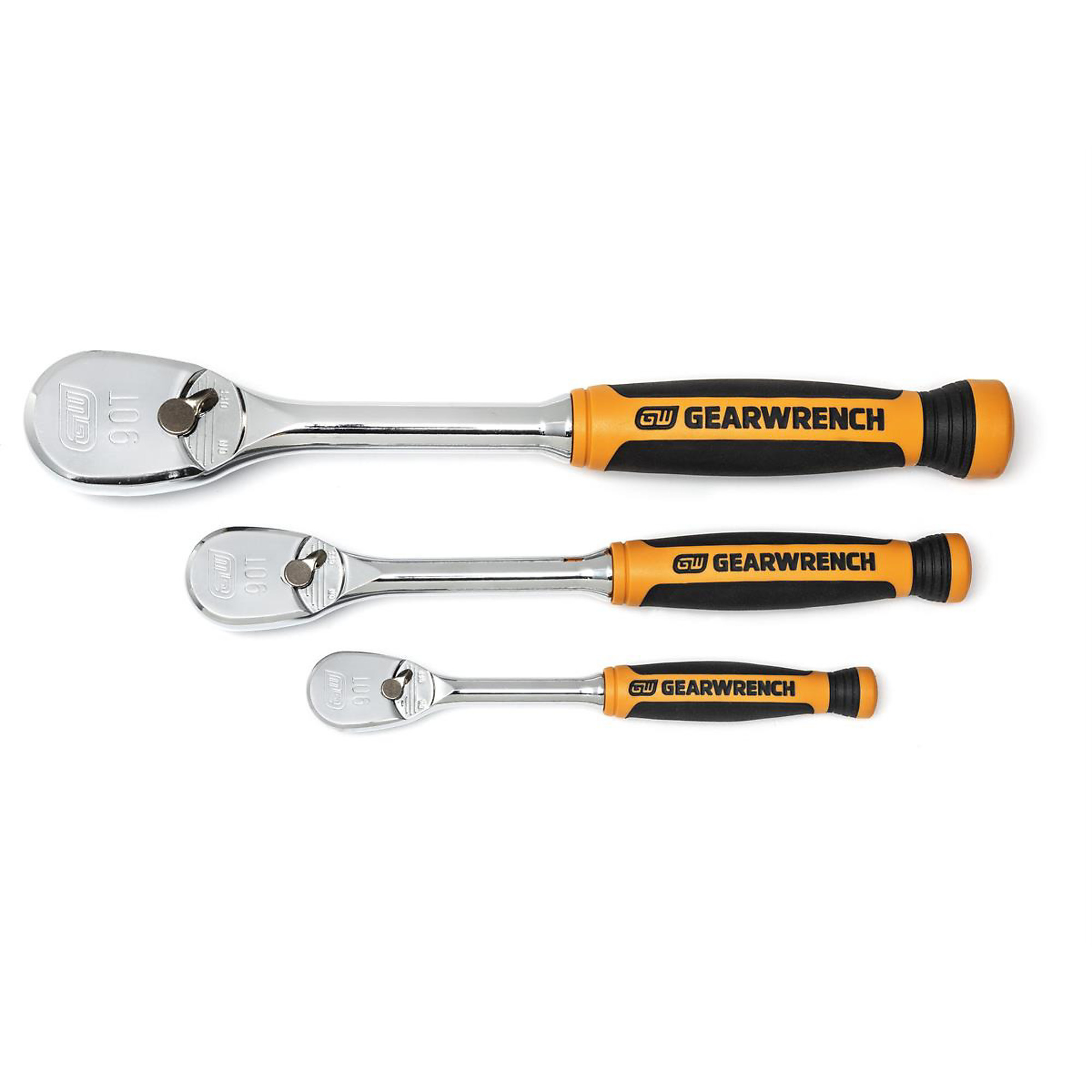 GearWrench 3-Piece Ratchet Set — 1/4in., 3/8in. & 1/2in., 90-Tooth, Model# KDT81207T
